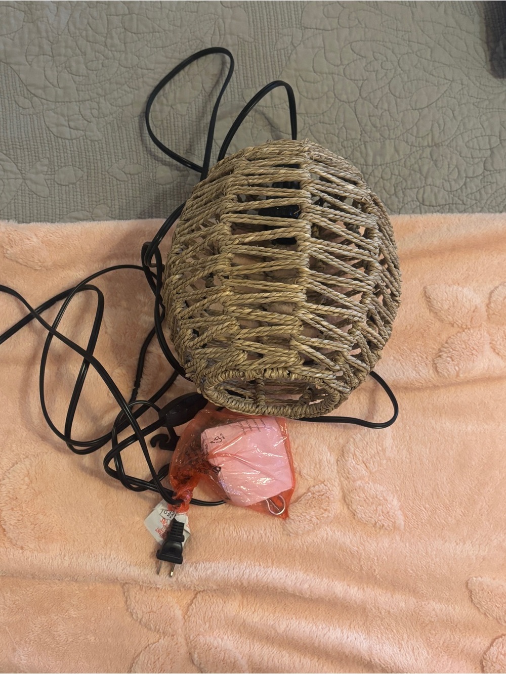 Woven hanging lamp from Hobby Lobby